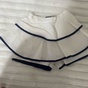 Fleurisse White Layered Skirt kisd with Navy Trim